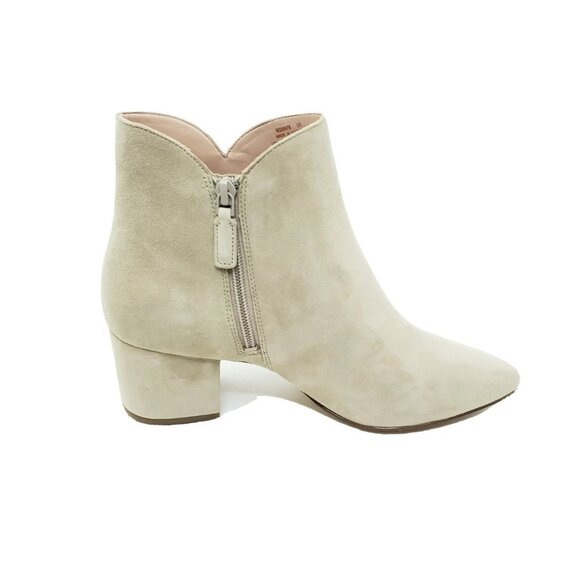 Cole Haan Block Heel Ankle Boot Booties Beige Suede Side Zip Womens Size US 9B - Picture 2 of 12